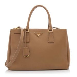 Authentic Prada Lux Large Double Zip Tote, Tan
